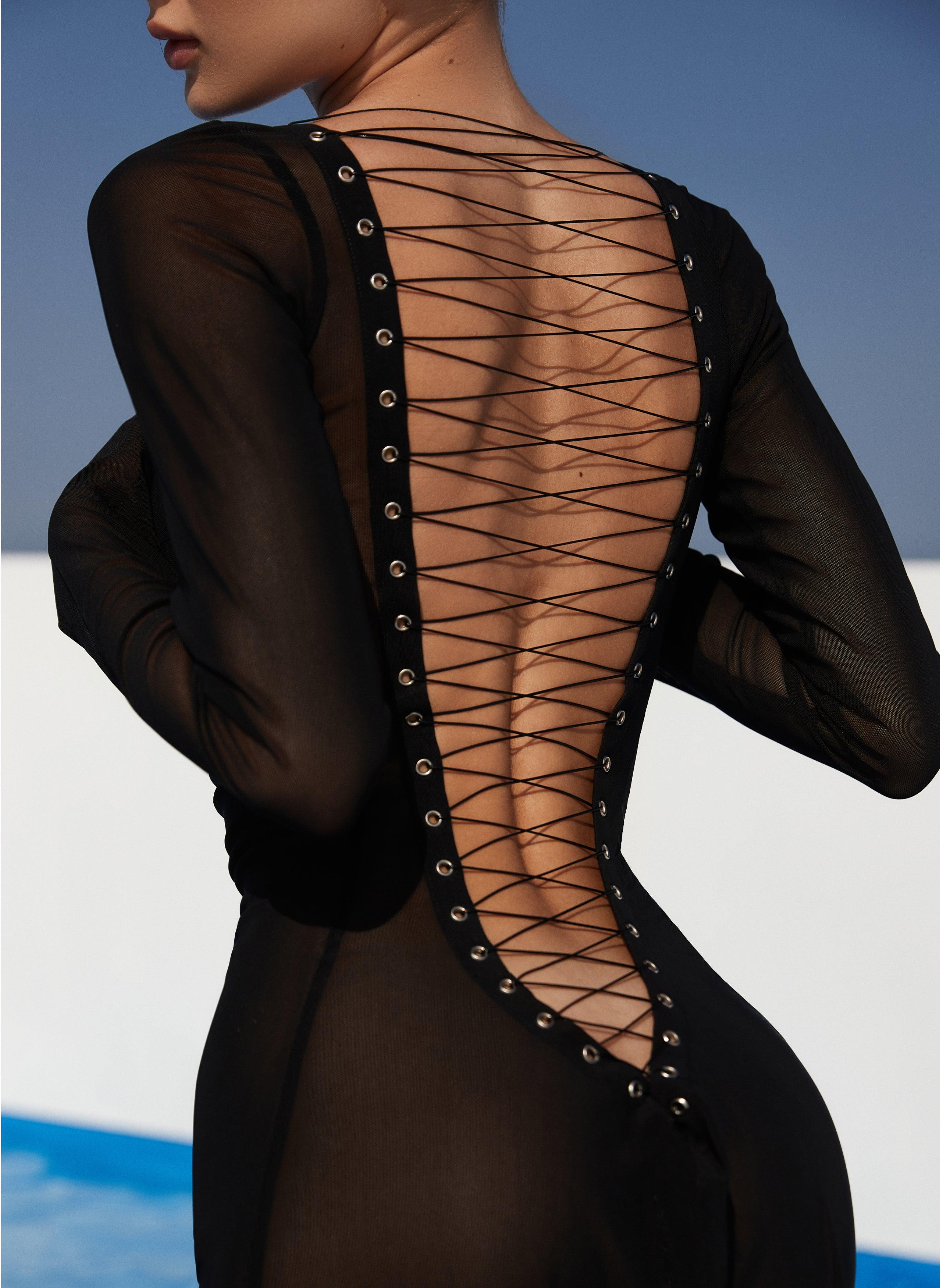 Dress Maxi Mesh Lacing black
